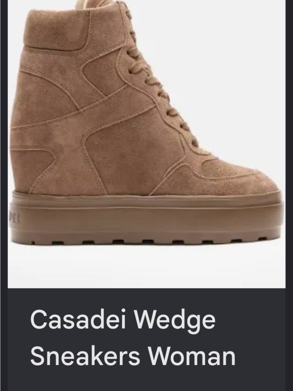 Casadei Tan Suede Hidden Wedge High-Top Sneaker